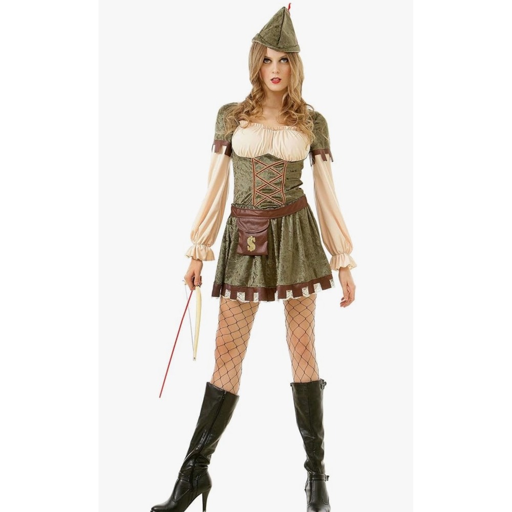 Lady Robin Hood Costume, Medieval Renaissance Fair‎ Cosplay Dress, Medium